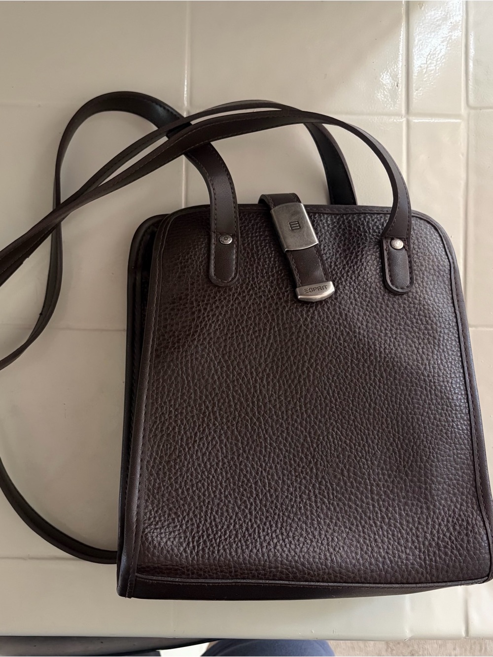 vintage pebbled brown esprit handbag